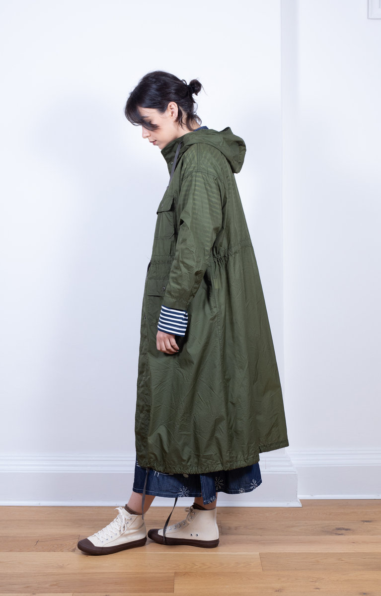 Womens Coats | Engineered Garments Cagoule Dress Olive Nylon Micro